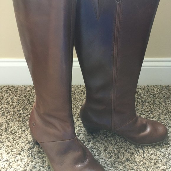 Dr. Martens Shoes - Dr. Martens Womens Ladies 7 US Vanna Boots Leather Brown Knee High Cone Heel